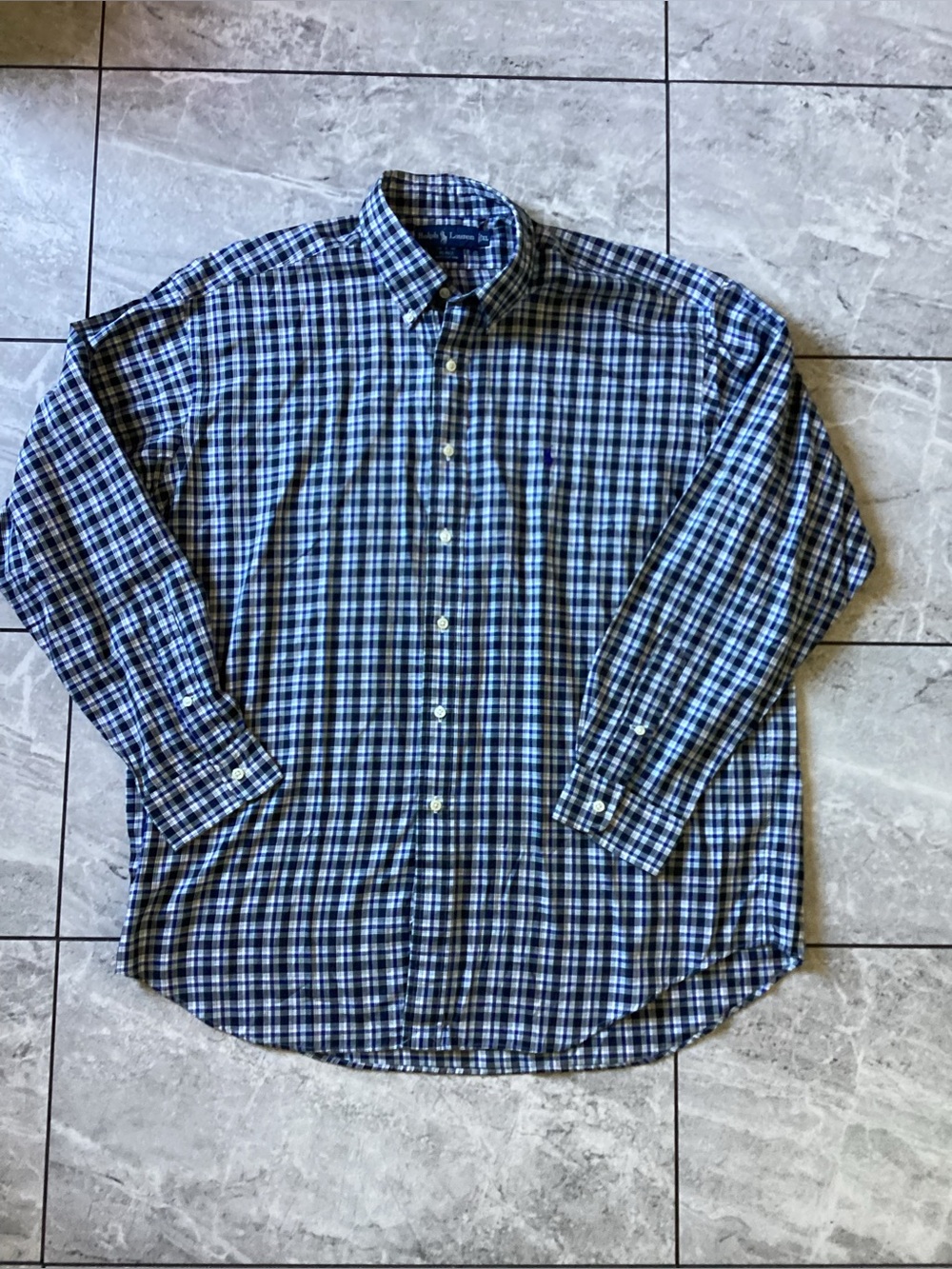 Polo Ralph Lauren Blake Shirt Mens XL Blue Green Plaid Cotton Button Down LS